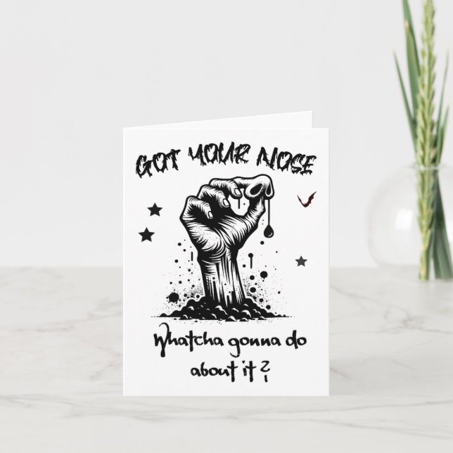 Funny Halloween Zombie Got Your Nose  Card (Front)