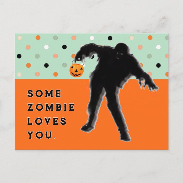 Funny Halloween Zombie Postcard (Front)