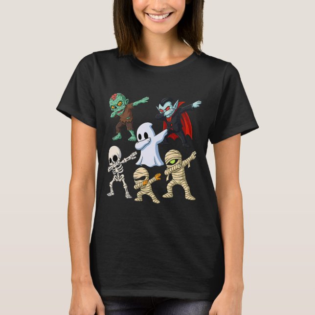 Funny Halloween Zombie Vampire Ghost Skeleton Mumm T-Shirt (Front)