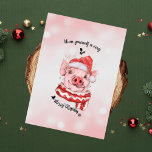 Funny Ham Yourself a Very Merry Christmas Pig  Holiday Card<br><div class="desc">Wish your friends or family this "Ham yourself a very Merry Christmas" holiday greeting card, or change the beginning text. The graphic image is a pig's head wearing a sporty red and white scarf around its neck, and a red Santa Claus hat. "Merry Christmas" typography is slanted underneath image. This...</div>
