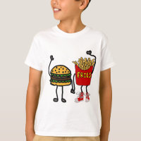 Funny Hamburger and French Fries Cartoon Art