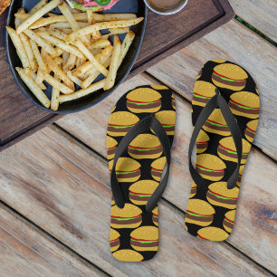 Funny Hamburger Bun BBQ Fast Food Flip Flops