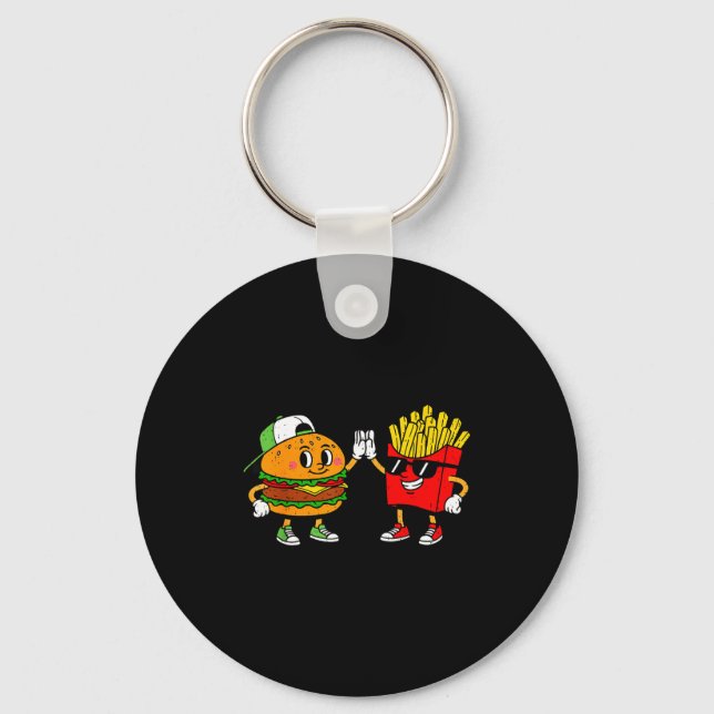 Funny Hamburger French Fries Combo Snacks Fast Foo Key Ring (Front)