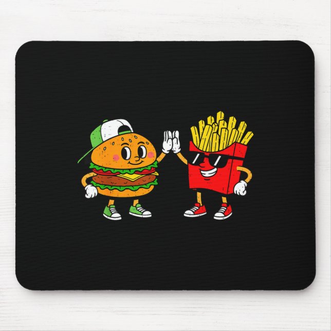 Funny Hamburger French Fries Combo Snacks Fast Foo Mouse Pad (Front)