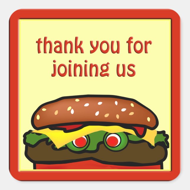 Funny Hamburger Picnic Favour Sticker (Front)