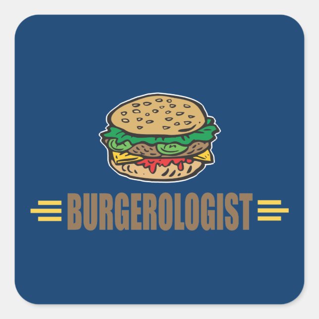 Funny Hamburger Square Sticker (Front)