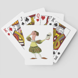 Funny Hamlet Shakespeare Actor Holding Skull Playing Cards