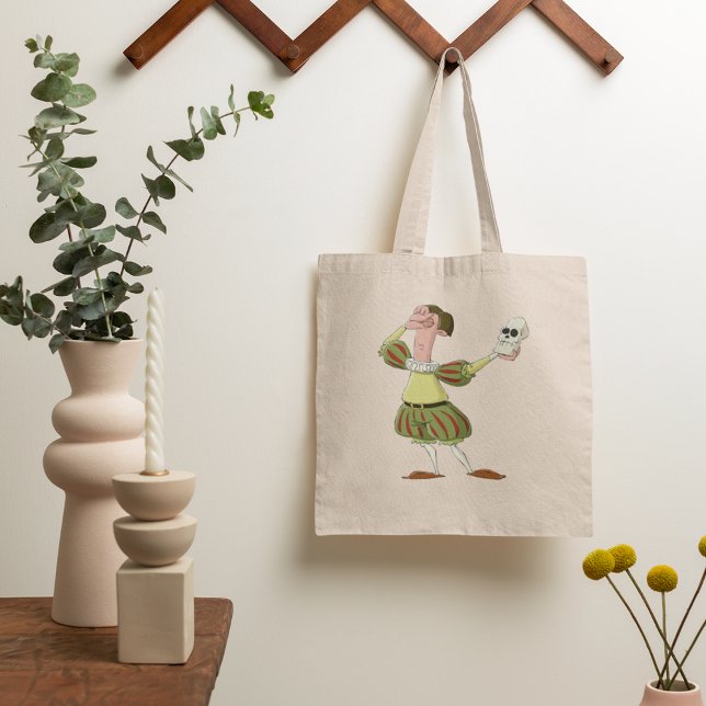 Funny Hamlet Shakespeare Actor Holding Skull Tote Bag (Creator Uploaded)