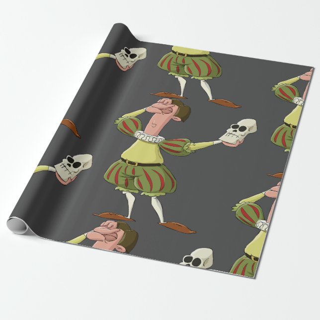 Funny Hamlet Shakespeare Actor Holding Skull Wrapping Paper (Unrolled)