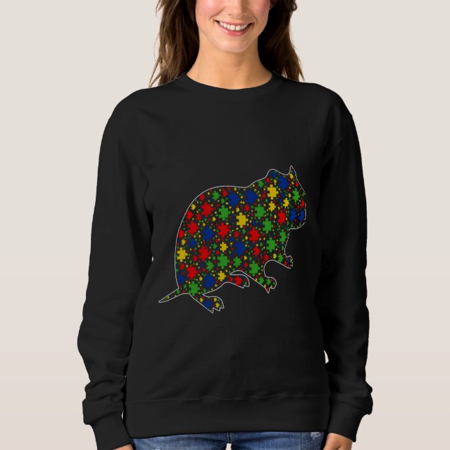 Funny Hamster Animals Puzzle Pieces Autism Awarene Sweatshirt (Front)