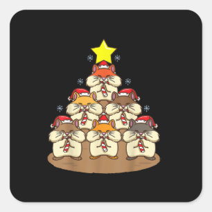 Funny Hamster Christmas Tree Square Sticker