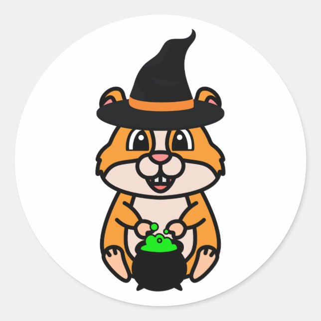 Funny hamster is a witch classic round sticker (Front)