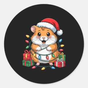 Funny Hamster Santa Hat Animals Lovers Ugly Christ Classic Round Sticker