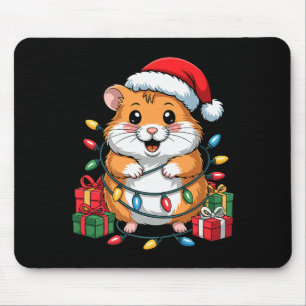 Funny Hamster Santa Hat Animals Lovers Ugly Christ Mouse Pad
