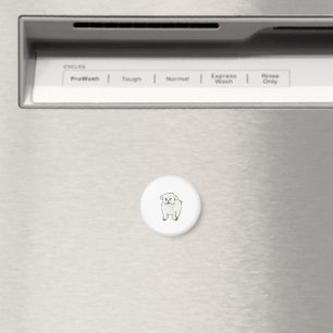 Funny Hand-Drawn Angry White Puppy Illustration Magnet
