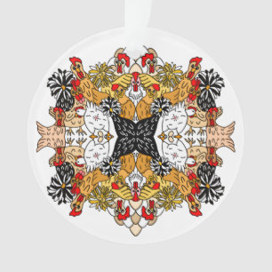 Funny Hand Drawn Chickens Ornament
