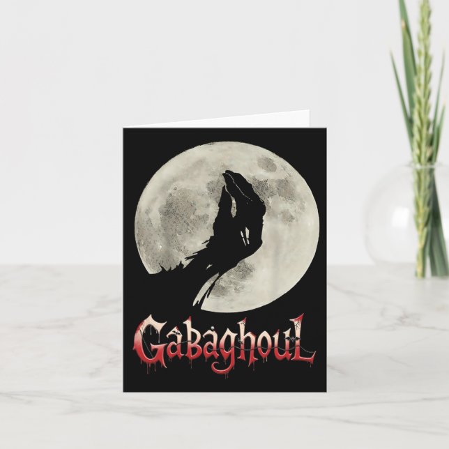 Funny Hand Moon Gabagool Halloween  Card (Front)