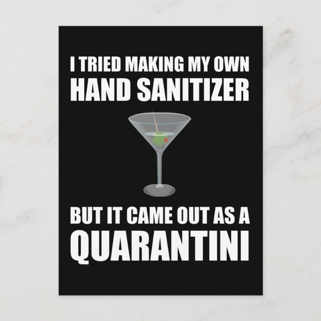 Funny Hand Sanitizer Quarantini Postcard (Front)