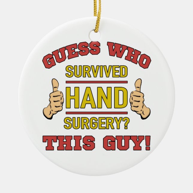Funny Hand Surgery Ceramic Tree Decoration (Front)