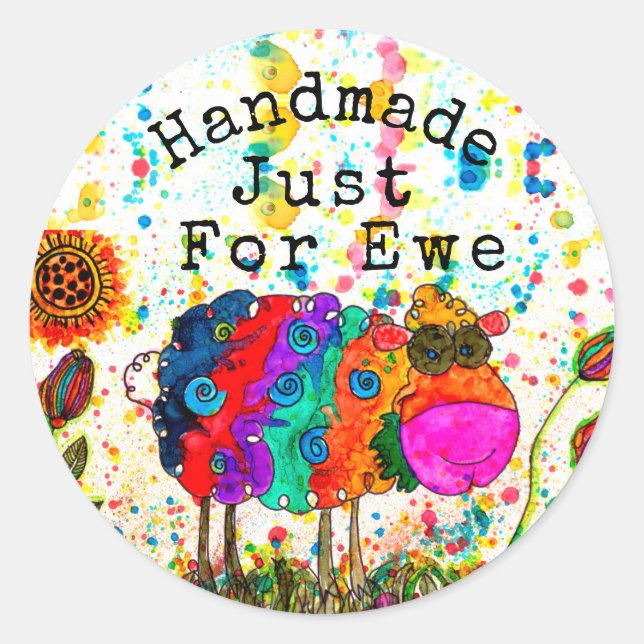 Funny Handmade for Ewe Sheep Stickers (Front)