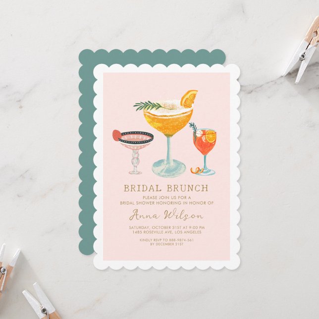 Funny Handrawing Pinky Coctails Bridal Shower Invitation (Creator Uploaded)