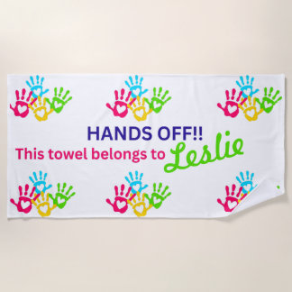 FUNNY HANDS OFF BEACH TOWEL