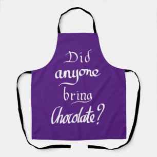 Funny Handwritten Chocolate Quote Humour Purple  Apron