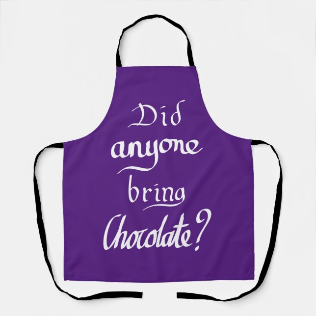 Funny Handwritten Chocolate Quote Humour Purple  Apron (Front)