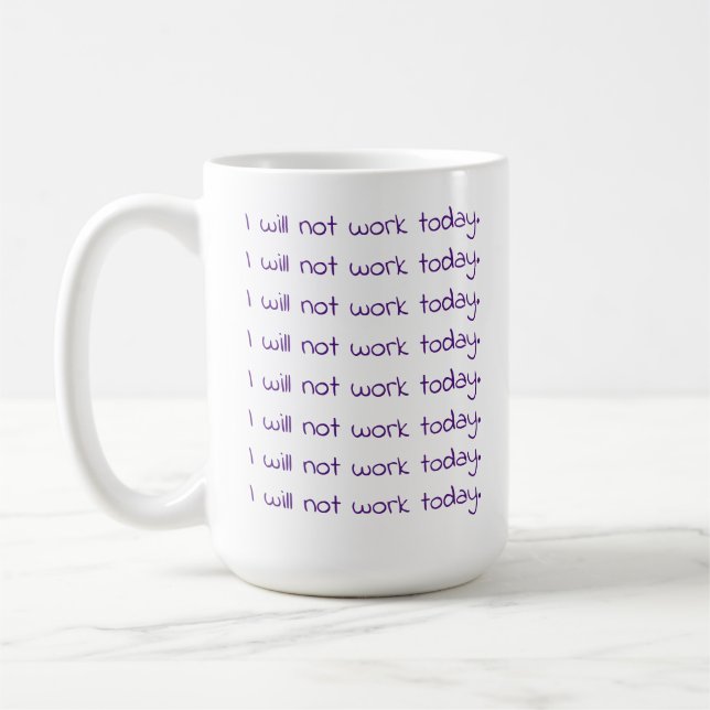 Funny Handwritten Purple Text Workaholic Coffee Mug (Left)