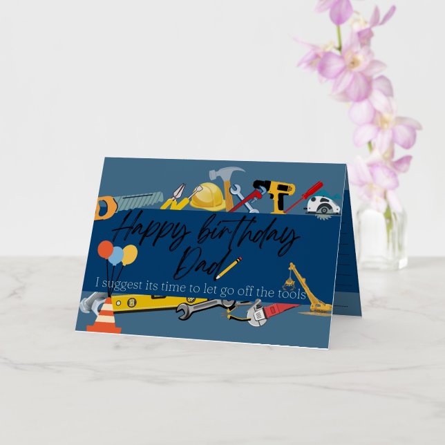 Funny handyman Happy birthday dad greeting card  (Orchid)