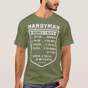 Funny Handyman Hourly Rate Labor Price Chart T-Shirt