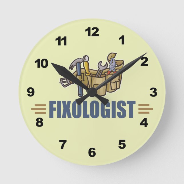 Funny Handyman Round Clock (Front)