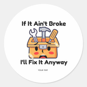 Funny Handyman Tool Box Dad Joke Personalised Classic Round Sticker