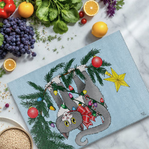 Funny Hanging Christmas Tree Cat Cutting Board