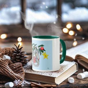 Funny Hanging Christmas Tree Cat Mug