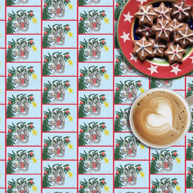 Funny Hanging Christmas Tree Cat Tablecloth (Creator Uploaded)