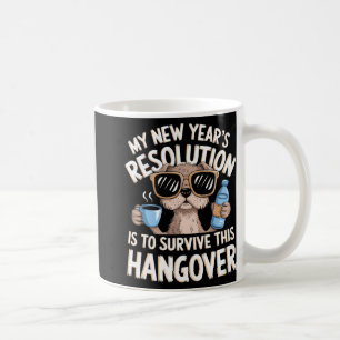 Funny Hangover Survival Dog New Year's Resolution  Coffee Mug