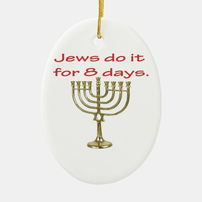 Funny Hanukkah Ceramic Tree Decoration (Front)