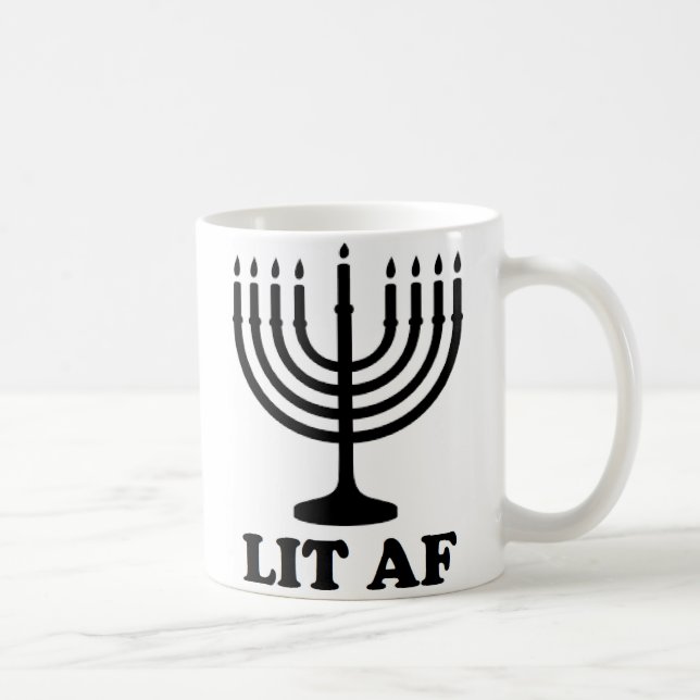 Funny hanukkah chanukah menorah lit af coffee mug (Right)