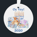Funny Hanukkah Covid Watercolor Quarantine 2020 Ornament<br><div class="desc">This design was created though digital art. It may be personalised in the area provided or customising by changing the photo or added your own words. Contact me at colorflowcreations@gmail.com if you with to have this design on another product. Purchase my original abstract acrylic painting for sale at www.etsy.com/shop/colorflowart. See...</div>