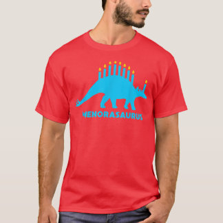 Funny Hanukkah Dinosaur Stegosaurus Dino Menorah  T-Shirt