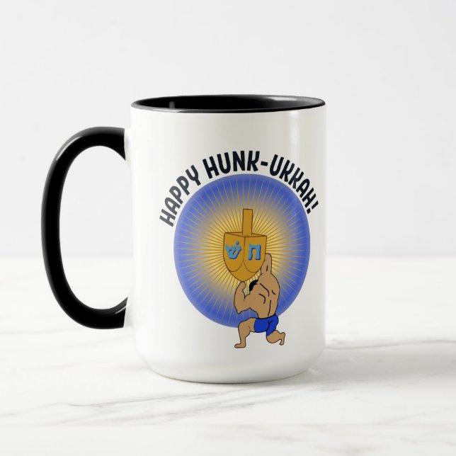 Funny Hanukkah Hunk Holiday Mug (Left)