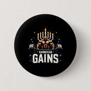 Funny Hanukkah Jewish Gym Workout Hannukah Gains 6 Cm Round Badge