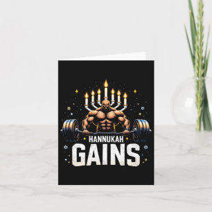 Funny Hanukkah Jewish Gym Workout Hannukah Gains  Card