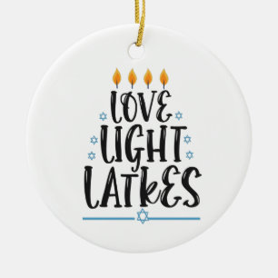 Funny Hanukkah Latke Jewish Cook Holiday Humour Ceramic Ornament