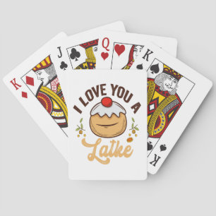 Funny Hanukkah Latke Jewish Couple Holiday Love Playing Cards