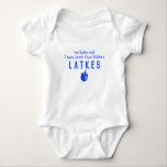 Funny Hanukkah Latkes Zaida & Bubbe Story Baby Bodysuit<br><div class="desc">A cute and funny toddler t-shirt that reads,  " my Zaida said I taste better than Bubbe's Latkes, " with a dreidel that can be changed to the baby's photo or removed.</div>