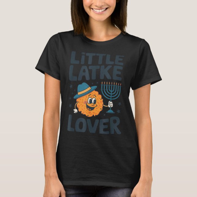 Funny Hanukkah Little Latke Jewish Family Kids Mat T-Shirt (Front)