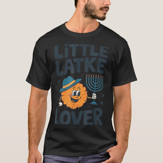 Funny Hanukkah Little Latke Jewish Family Kids Mat T-Shirt (Front)