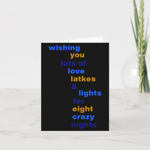Funny Hanukkah Love Latkes Lights In Blue  Card